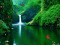 Green waterfalls, lost deep in the jungle...
