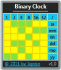 Displays the current time in binary notation.