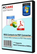 Screenshot of MSG Contacts to PDF Converter 5.0