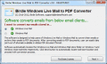 Screenshot of Windows Live Mail to PDF Converter Tool 3.0