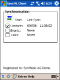 Screenshot of Synthesis SyncML Client STD for Windows Mobil 3.0.2.24