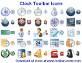 A set of clock icons for toolbars and menus