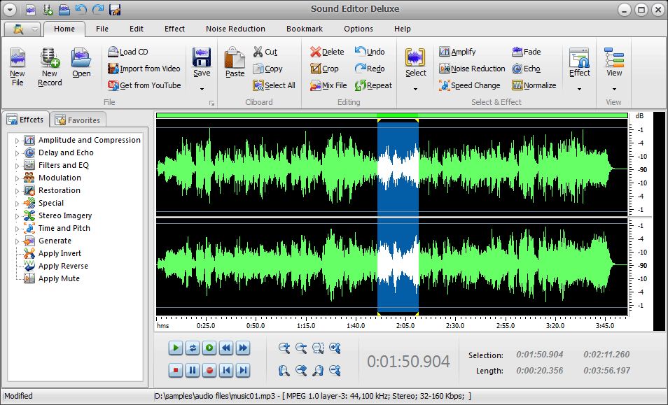 Sound Editor Deluxe 2011 6.1.8 - Free sound editing program to edit wav