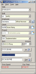 Screenshot of Employee Project Clock 7.04