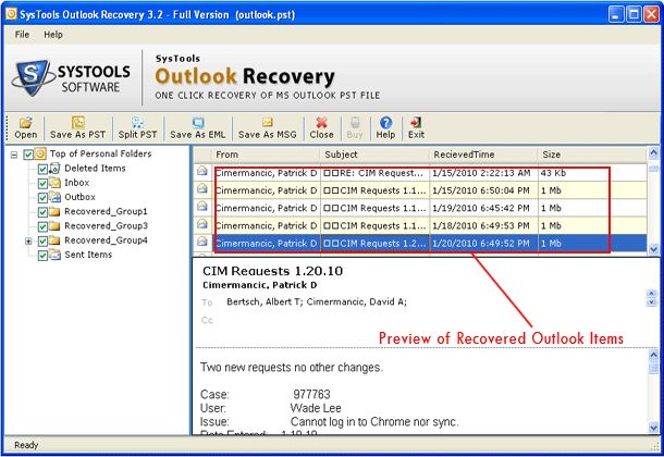 outlook deleted email recovery tool