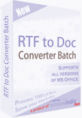 Converts format of files from RTF to DOC