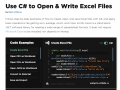 C# Open Excel File Write to Excel in .NET