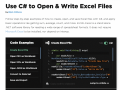 Screenshot of C# Open Excel File and Write to Excel 2022.12.10926