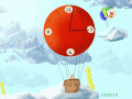 A Big Clock Balloon dances among the clouds