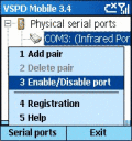 VSPD Mobile emulates COM-ports