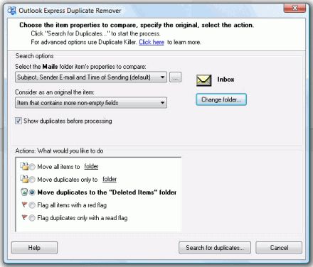 remove duplicate messages outlook express