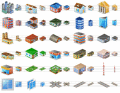 Isometric icons of city infrastructure