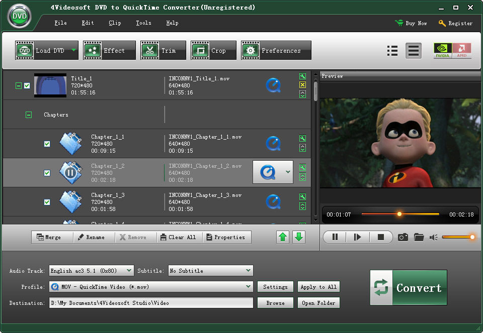 4Videosoft DVD to QuickTime Converter 3.3.22 A tool to convert DVD to