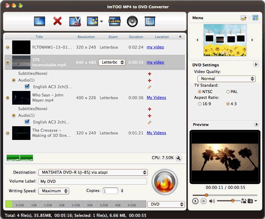 burn mp4 to dvd mac imovie